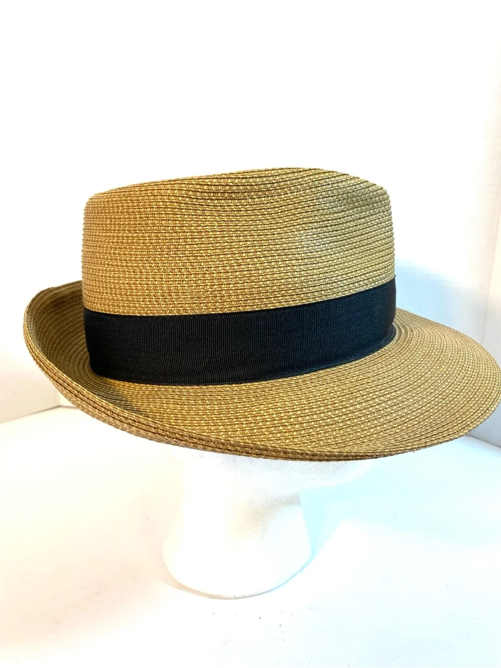 ERIC JAVITS Squishee Packable Fedora Hat Natural with Black Band - Picture 2 of 10